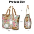thumbnail image 3 of Tote Bag for Women - Pomeranian Dog and Flower Floral Shoulder Bag - Large Utility Work Duffle Bag with Zipper Handbag for Travel, Work, Sprots, 3 of 5