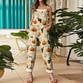 thumbnail image 5 of Halloween Jumpsuits for Women Casual Comfy Cotton Linen Lounge Clothes Funny Floral Print Overalls with Pockets, 5 of 7