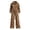 Brown, variant on Women's Leopard Print Two Piece Outfit Zip Up Cropped Sweatshirt and Wide Leg Pants