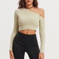 thumbnail image 7 of Lenpel Women's Sweaters Long Sleeve off Shoulder Cropped Pullover Knitted Tops 2024 Fall Trendy Sweater, 7 of 7