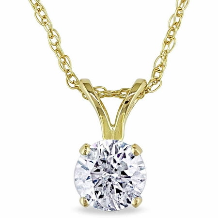 Miabella 1/2 Carat T.W. Diamond 14kt Yellow Gold Solitaire Pendant, 17