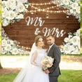 thumbnail image 2 of White Floral Mr & Mrs Engagement Decorations Backdrop Couples Wedding Wooden Background Bride and Groom Engaged Ceremony Anniversary Bridal Shower Party Supplies Photobooth Props, 2 of 7