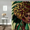 thumbnail image 2 of Orinice African Woman Shower Curtain Afro American Black Girl Tropical Monstera Shower Curtains Black Art Fabric Shower Curtain Set Green Palm leaves Bathroom Decor Waterproof with 12 Hooks  69x72, 2 of 7