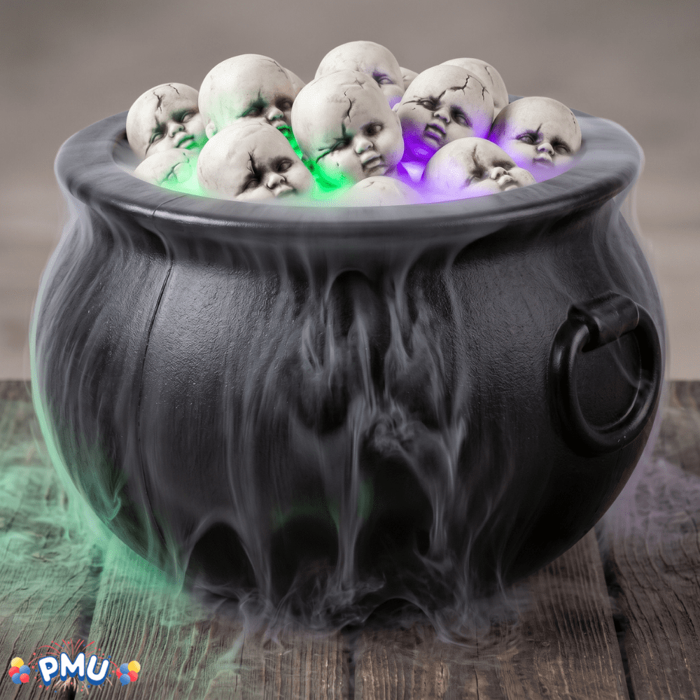 PMU Large Halloween Cauldron 22 Inch Big Witch Plastic Cauldron bowl Black, For Halloween Decor