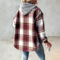 thumbnail image 5 of Women's Flannel Plaid Jacket Drawstring Hooded Sherpa Fleece Lining Winter Jackets Button Up Long Sleeve Outerwear (2XL, Hot Pink), 5 of 6