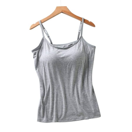 

Women Cotton Camisole with Shelf Bra Adjustable Spaghetti Strap Tank Top Cami Tanks