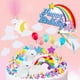 thumbnail image 2 of Juego de 21 banderas para pastel de feliz cumpleaños con unicornio, nubes, estrellas, luna y arcoíris., 2 of 5