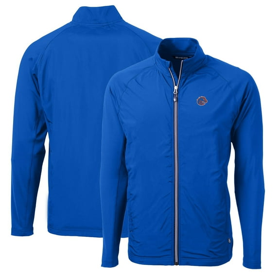 Men's Cutter & Buck Royal Boise State Broncos Big & Tall Adapt Eco Knit Hybrid Recycled Full-Zip Jacket