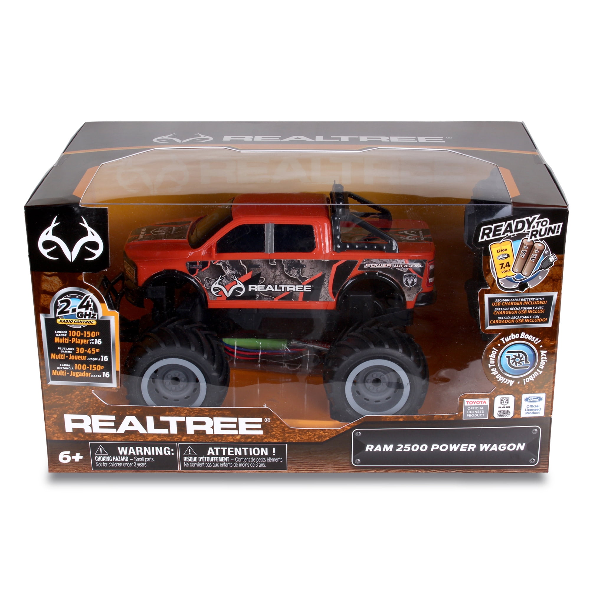 RealTree: RTR RC - RAM 2500 Power Wagon - Red - 2.4 Ghz High Performance for Donuts & Wheelies, Turbo Boost, Ready-To-Run Radio Controlled Vehicle