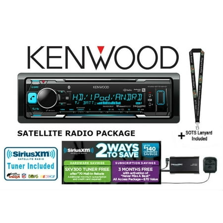Kenwood KMM-BT518HD Digital Media Receiver with Built-in Bluetooth and HD Radio w/ SiriusXM SXV300KV1 Tuner and Antenna