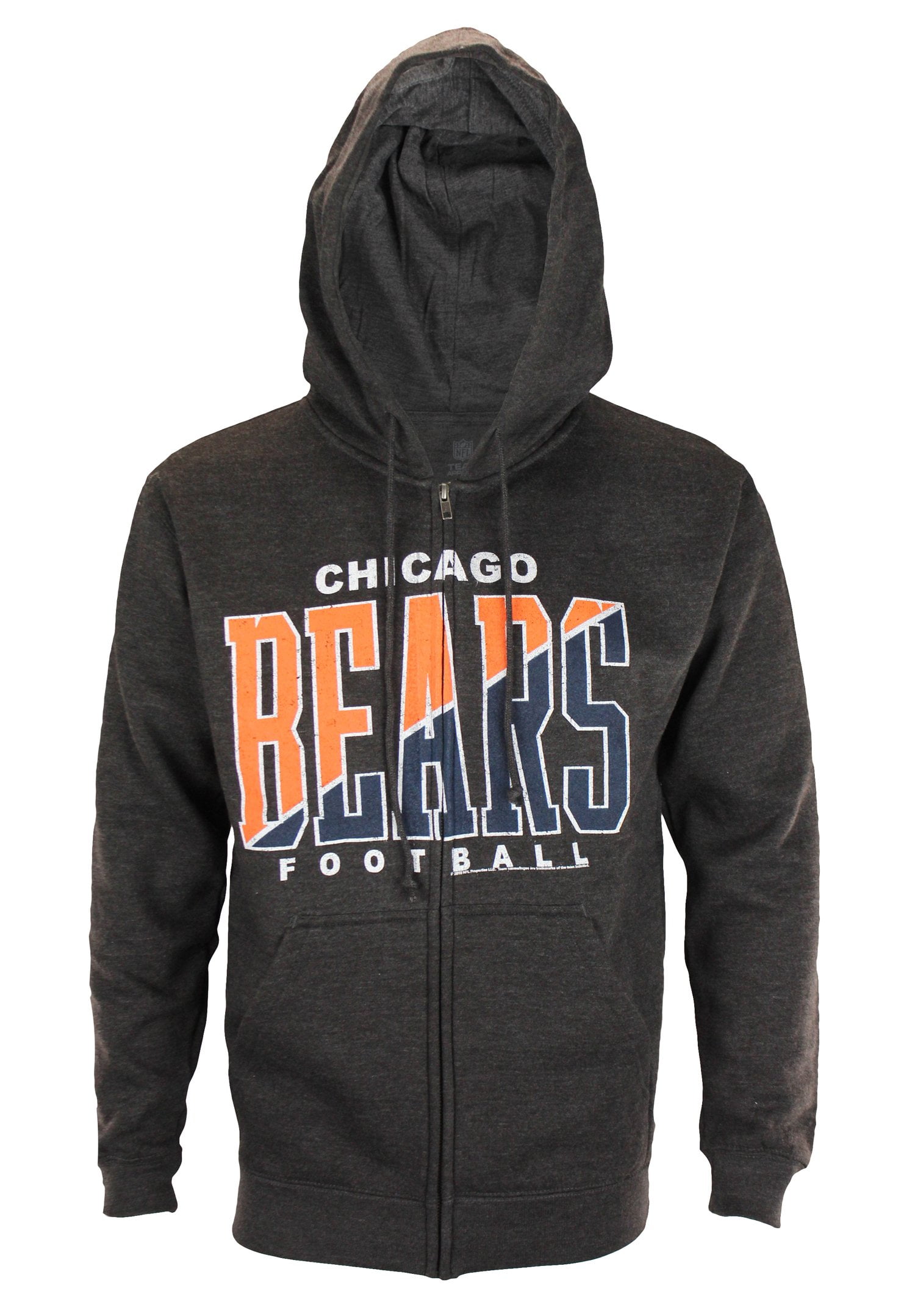 Chicago Bears NFL Football Mens Split Formation Full Zip Fleece Hoodie, Gray by