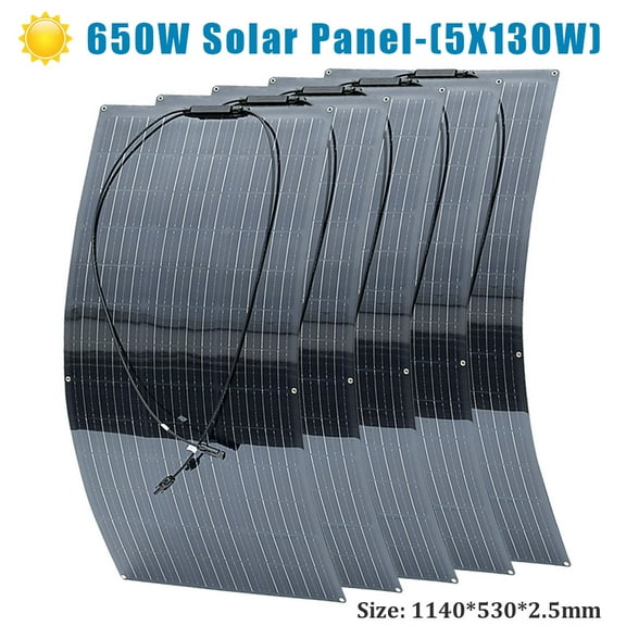 650W Flexible Solar Panel 5x130W Monocrystalline Solar Panel for Home RV Boat Off-grid System