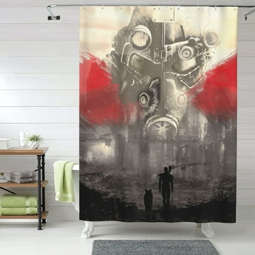 Fallout Shower Curtain, 60 x 72 inch Waterproof Fabric Shower Curtains for Bathroom, Cute Farmhouse Bath Decor Washable Bath Curtain with 12 Hooks
