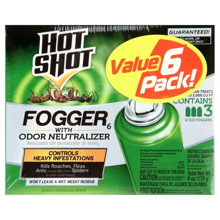 Hot Shot Fogger with Odor Neutralizer, Controls Heavy Insect Infestations, 2 Ounce, 6 Pack