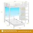 thumbnail image 3 of Bunk Bed Twin Over Twin Size with 8 Storage Drawers, Twin Bunk Beds with Led Lights & Storage Shelves, Metal Loft Bed with 13.4" H Guardrail & Ladder,White, 3 of 9