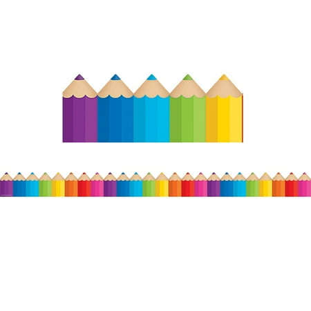 UPC: 0088231934967 | Teacher Created Resources Colored Pencils Die-Cut Border Trim 6 Packs (TCR3496)