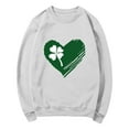 thumbnail image 7 of Guzom Womens White St. Patrick's Day Festive Sweatshirt - Four-Leaf Clover Heart Graphic Soft 100% Polyester Crew Neck Loose Fit Irish Top S-XXL,Size L, 7 of 7