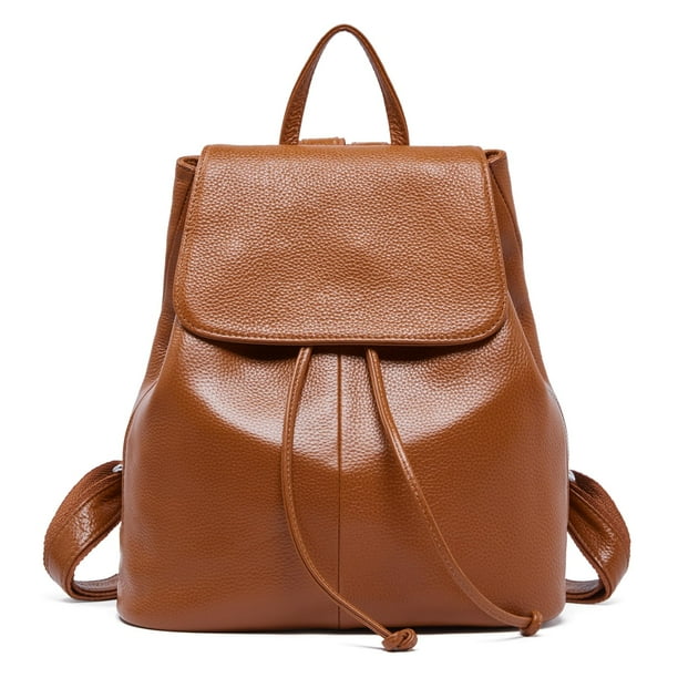 Mochila BOYATU de piel auténtica para mujer, color marrón