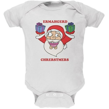 Christmas Santa ERMAGERD White Soft Baby One Piece