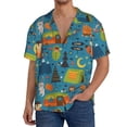thumbnail image 3 of Honeii 's Animals In Camping for men's short-sleeved button-up collared shirt featuring a pocket, perfect for beach vacations, and travel adventures., 3 of 5