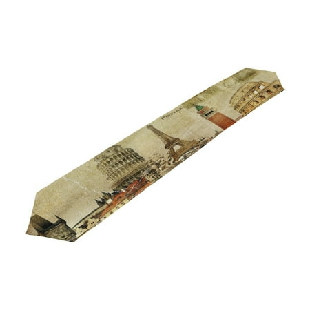 Retro Kitchen Decorations - POPCreation Vintage City Eiffel Tower Table Runner Decoration Kitchen Retro Castle Table Runners for Home Coffee Kitchen Dining Table 13x90 inches