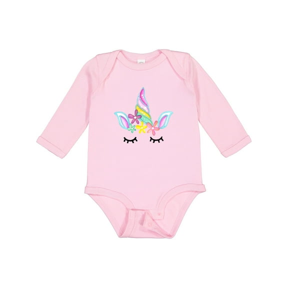 Inktastic Unicorn Face Girls Long Sleeve Baby Bodysuit
