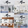 thumbnail image 3 of 42-Inch Low Profile Ceiling Fan with Light - Dimmable LED, 6-Speed and 3 CCT, Quiet DC Motor, Remote Control, 5 Black Blades for Indoor/Outdoor, 3 of 9