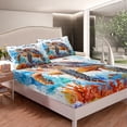 thumbnail image 3 of Castle Fairy Sea Turtle 3pcs Twin Sheet Sets,Watercolor Splash Twin Fitted Sheet,Ocean Animal Breathable Flat Sheet,Lightweight Marine Room Decor, 3 of 5