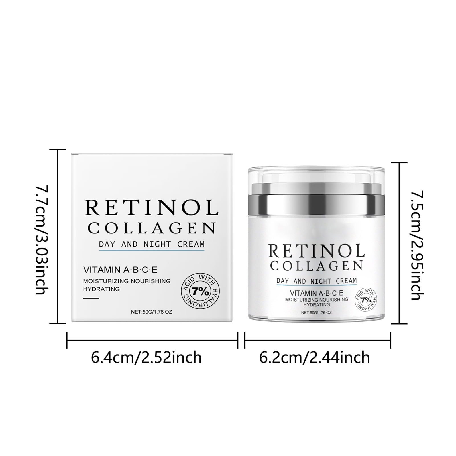 Alvantor Retinol Collagen Face Cream, Skin Tightening for Fine Lines & Wrinkles, Day & Night Use, 1.76oz