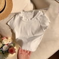 thumbnail image 3 of zbxnLI Baby Girls Short Sleeve T Shirt Ruffle Hem Solid Color Crew Neck Casual Loose Summer Comfortable Top, 3 of 7