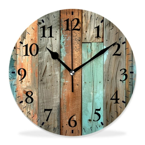 10 Inch Wall Clock Battery Operated Silent Clock Decorative for Office, Kitchen, Outdoor, Living RoomWood Planks Wall Stunning