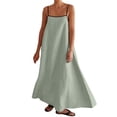 thumbnail image 1 of Wdgfv Robe Maxi d'Été pour Femmes avec Bordure Contrastée Bretelles Spaghetti Dos Nu Sans Manches Robe Longue Décontractée de Plage, 1 of 5