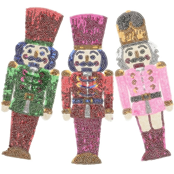 PTOOTP Nutcracker Decorative Patches Assorted Colors Sequin Embroidery Multi-Function