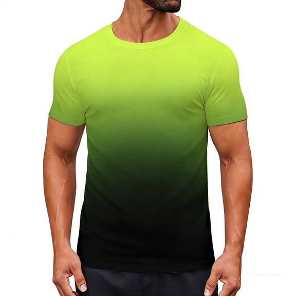 Maean Mens Gradient Tee Short Sleeve Crew Neck Shirts Lightweight Fashion Casual Color Block Summer Tops