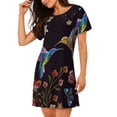 thumbnail image 2 of Vsdgher Chemise de Nuit à Manches Courtes Motif Colibri pour Femmes, Col Rond, Mignonne, Confortable, 2 of 6