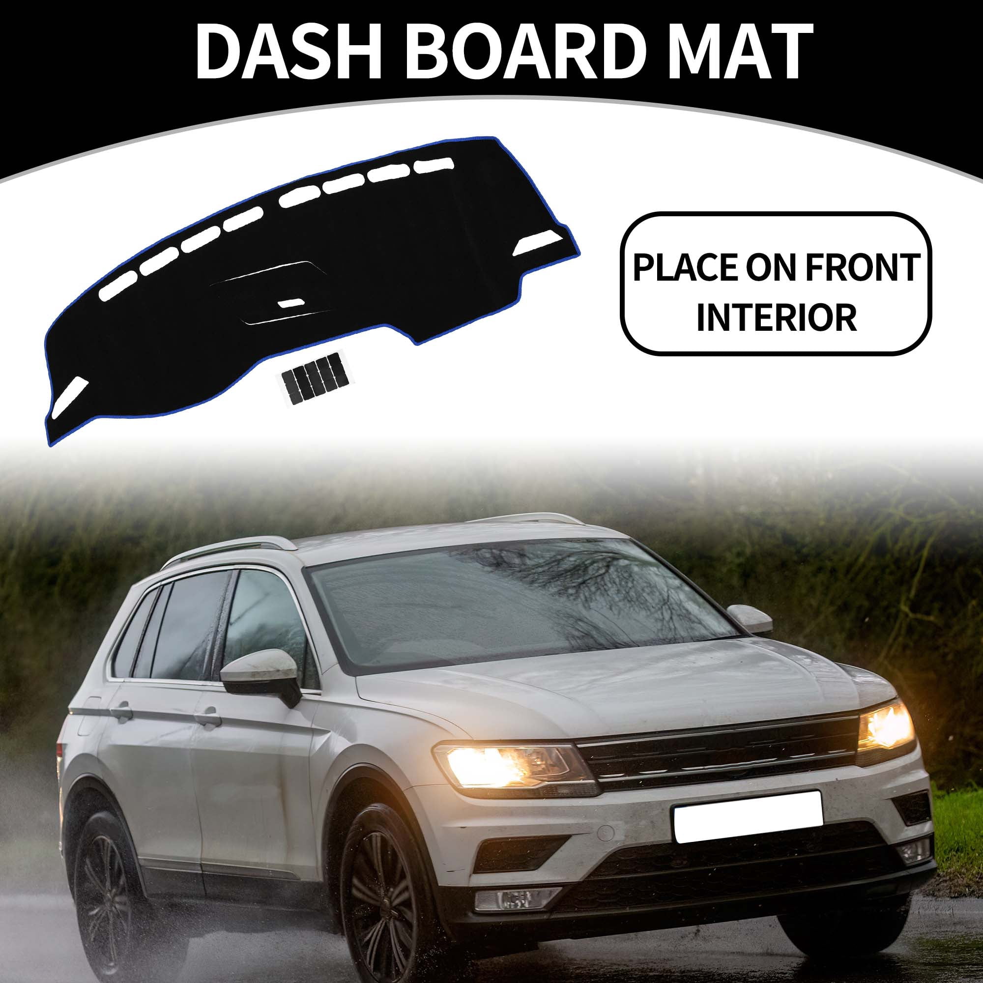 Unique Bargains Dash Cover for VW Tiguan 2017 Polyester Blue with for STIcker