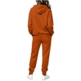 thumbnail image 7 of Hzzrkos Women Casual Loose Solid Color Hooded Long Sleeve Drawstring Kangaroo Pocket Sweatshirt Jogger Pants Tracksuit Lounge Set Two Piece Outfit Rose Gold, 7 of 7