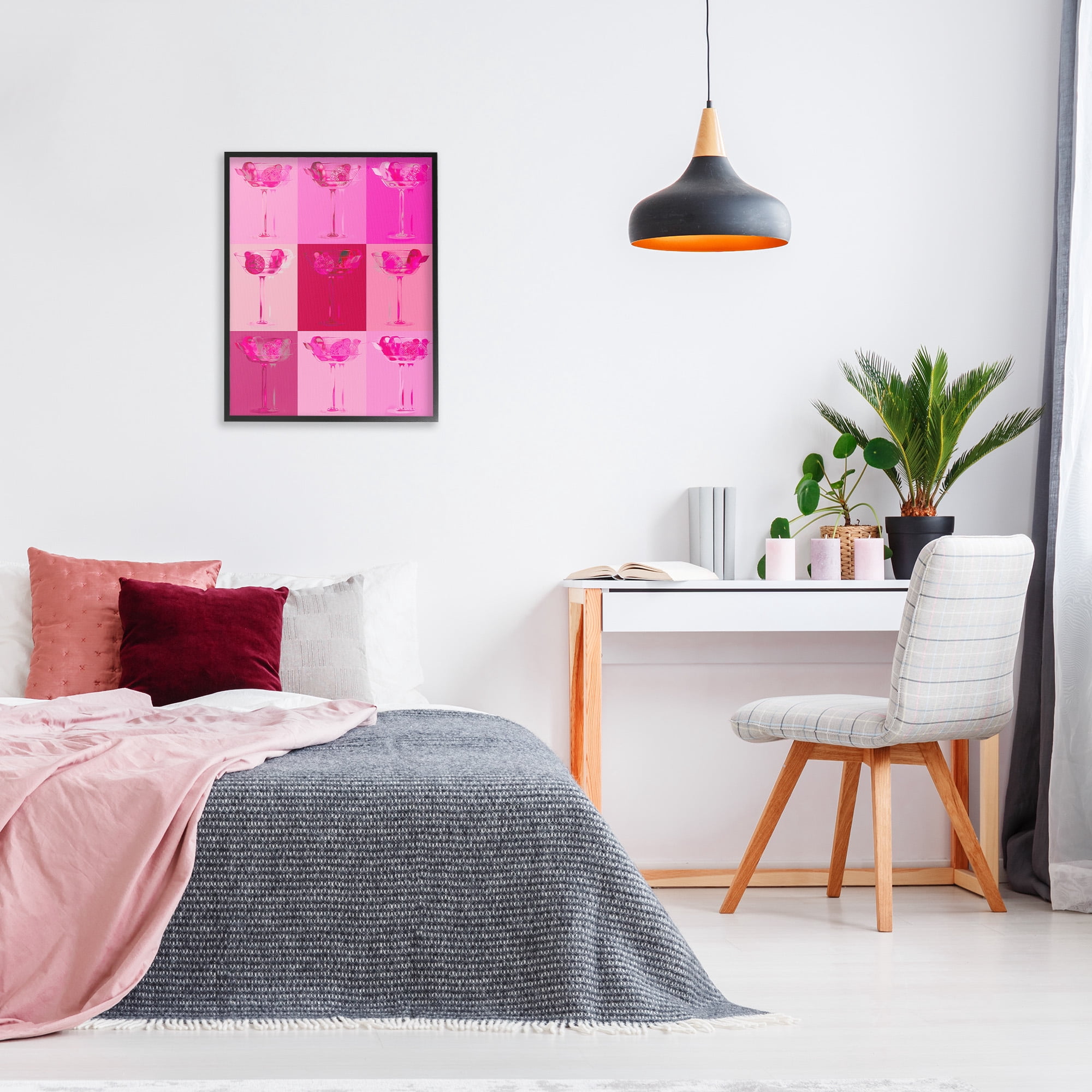 Stupell Industries Pink Abstract Drinks Food & Beverage Painting Black Framed Art Print Wall Art, 24 x 30