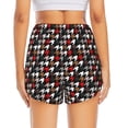 thumbnail image 4 of Xecao's Houndstooth Green Red for a double-layer running short for women, perfect for gym, tennis, and more, featuring a convenient pocket., 4 of 9