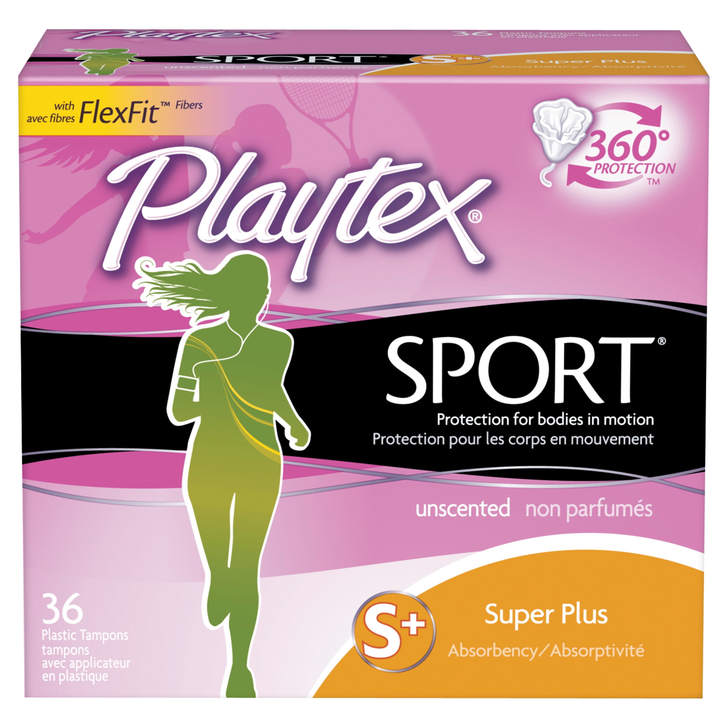 Playtex Sport Plastic Tampons, Unscented, Super Plus, 36 Ct