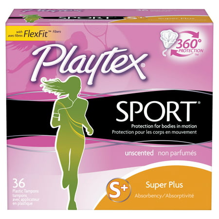 Playtex Sport Plastic Tampons, Unscented, Super Plus, 36