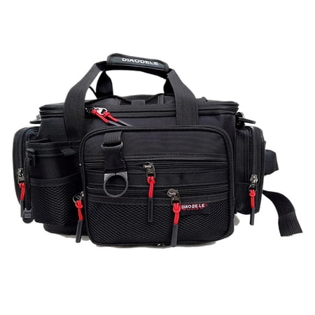 Versatile Multi-Function Fishing Tackle Bag with Adjustable Waist Belt Spacious Canvas Storage for Outdoor Gear