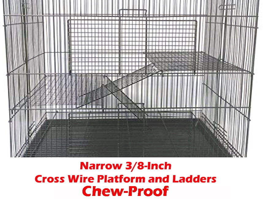 Large 3-Tiers Portable All Metal Chew-Proof Easy Setup With Narrow 3/8 Inch Bar Spacing for Rats Guinea Pig Sugar Glider Mice Hamsters Gerbils Animal Critter Cage