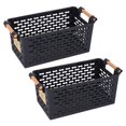 thumbnail image 1 of 3X Cesta Plástica de Almacenamiento de Escritorio Caja de Almacenamiento Portátil de Baño Rectangular Cesta de Baño Cestas Multiusos de Escombros de Cocina Negro, 1 of 5