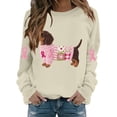 thumbnail image 1 of Jindong Women's Dog Ribbon Breast Cancer Awareness Print Sweatshirt, 1 of 5