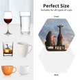 thumbnail image 6 of Pofeuu Elephant Giraffe Print Coasters for Drinks, 4Pack PU Leather Coasters, Bar Drink Coasters for Tabletop Protection, Furniture from Damage-Hexagon, 6 of 6