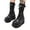 Black, variant on Women's Gothic Punk Platform Boots Chunky Wedge Heel Combat Booties Lace-Up and Zipper Round Toe Mid Calf Motorcycle Boot