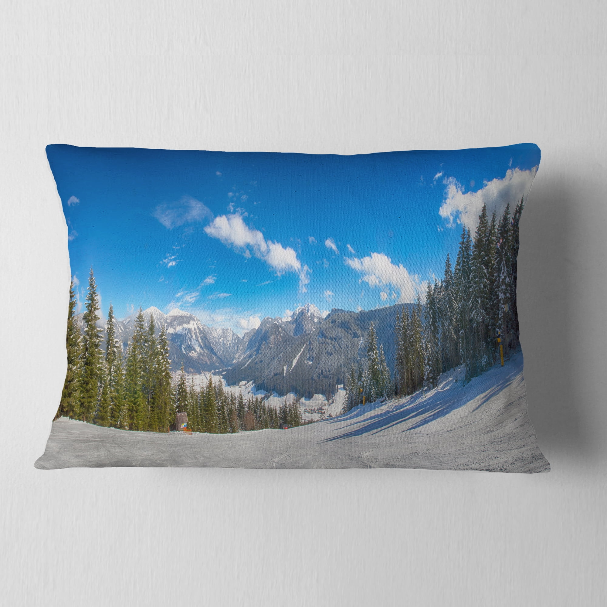 Designart 12" x 20" Blue Polyester Throw Pillow