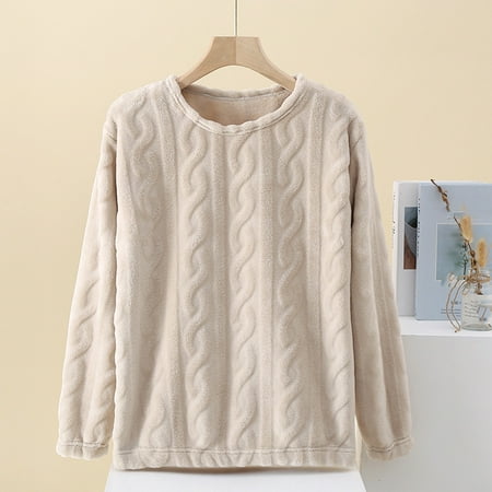 

Honeeladyy Women Fashion Flannel Long Sleeve Thickened Plus Velvet Homewear Nightwear pajamas for women clearance under $10