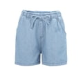 thumbnail image 6 of Nestiefly Jean Shorts Womens 2026 Summer Casual Lightweight High Waisted Comfy Stretchy Pull on Trendy Drawstring Denim Shorts with Pockets Light Blue 5XL, 6 of 6